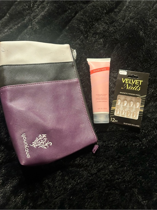 Handbags - Beauty Bundle – Sparkling Cherry Lotion, Velvet Nails & Younique Makeup Bag